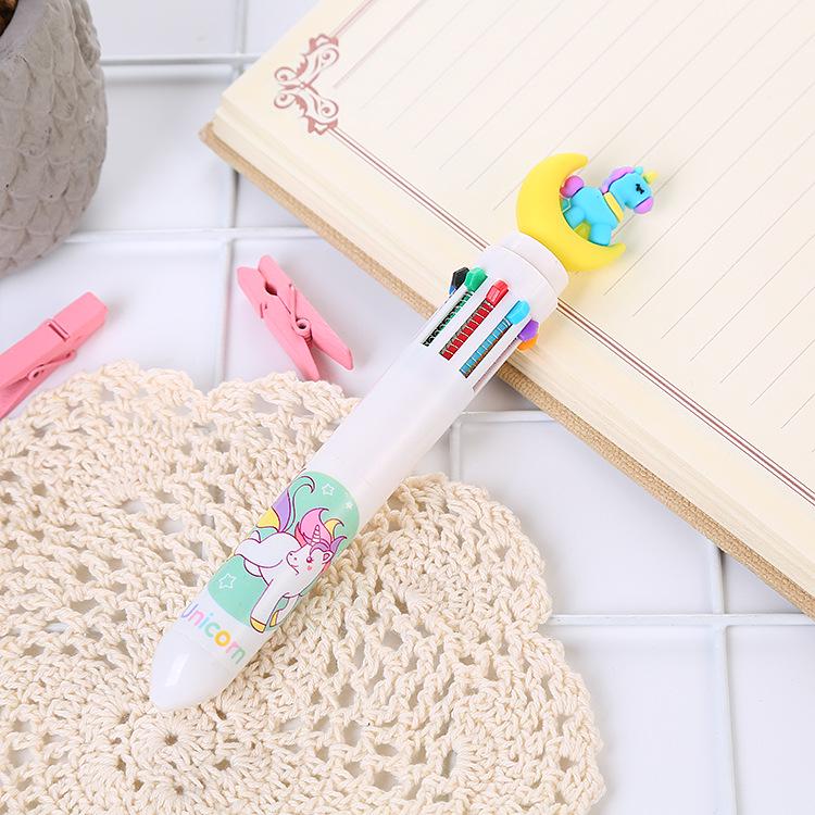 Cartoon Multi-Color Ballpoint Pen - 10 Colors for Cute Graffiti and Art, Ideal for Students