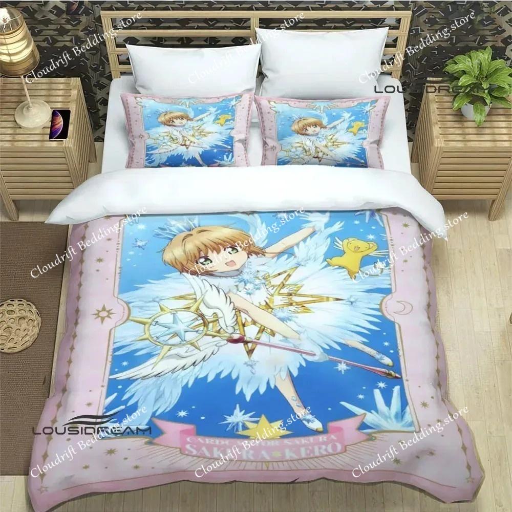 Постельное белье Card Captor Sakura 3D-печать Аниме Девушка Пододеяльник Декор для Детской Комнаты Размер Queen King