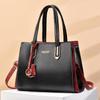 Fashionable Pu Leather Mom Tote Bag Stylish Color Block Design Versatile Medium Size Handbag With Soft Handles For Everyday Use