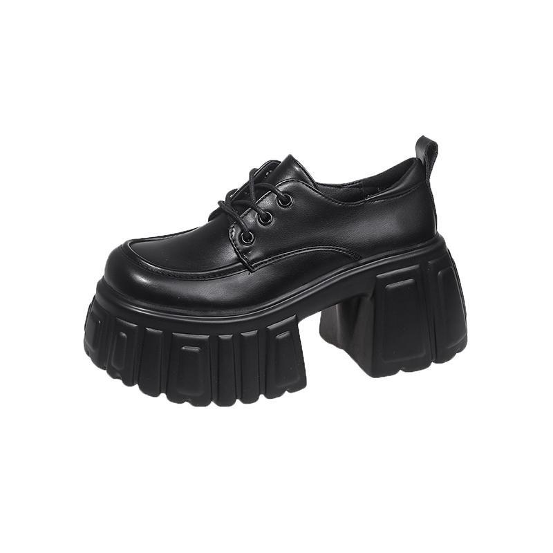 Модные женские туфли-лоферы на платформе, туфли на высоком каблуке 8,5 см на шнуровке, НОВЫЙ тренд 2025, весенние кожаные массивные кроссовки, туфли для ходьбы на открытом воздухе