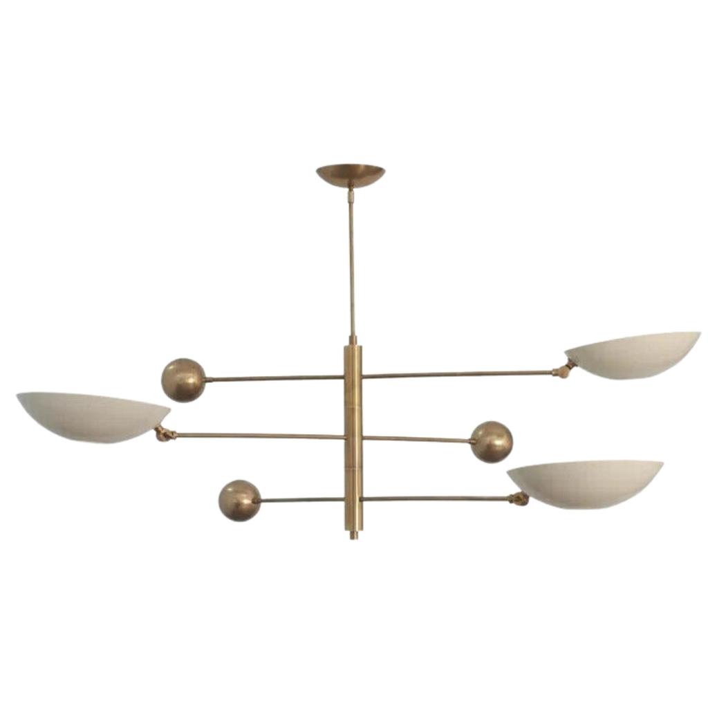 Подвесной светильник на 3 лампы в стиле модерн из необработанной латуни в стиле «Спутник»