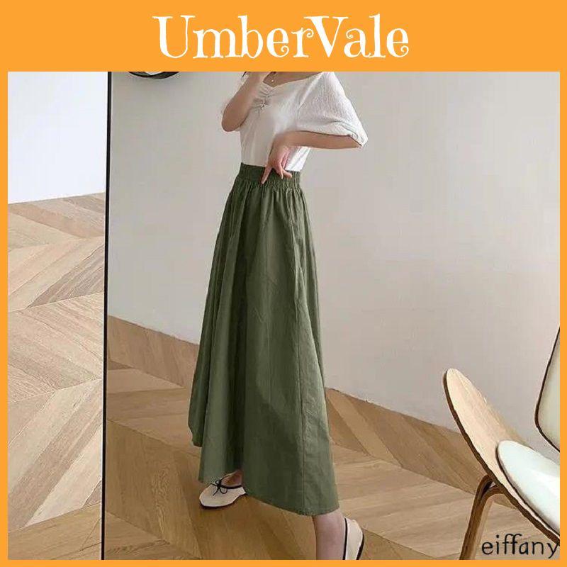 Women Long Skirt Muslimah Plus Size High Waist Plain Maxi Skirt For Casual Wear**