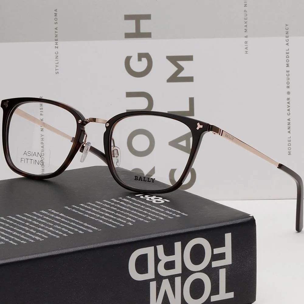 Bally Eyeglass Frames BY5037D 056 Men's & Women's Square Horn-rimmed Glasses