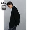 Мужское короткое шерстяное пальто GXG без воротника черного цвета