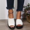Comfortable Women's Wedge Sandals with Soft Sole and Wear-resistant Faux Leather Platform Slides