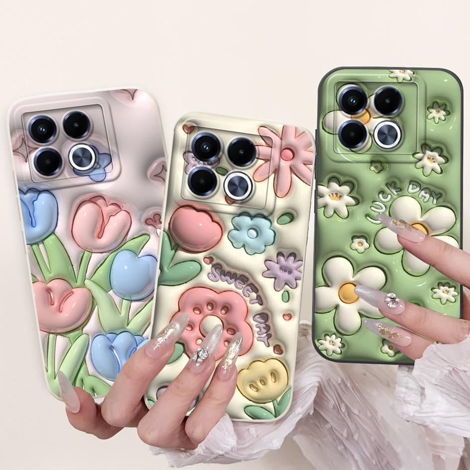 For Infinix Note 40 5G Case Cartoon Rabbit Flower Anti Slip Bumper Soft Silicone Cover For Infinix Note40 X6852 X6851 Phone Case