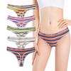 BEKYNI Ribbed Cotton Colorful Sporty Brazilian Striped Pack of 5 Women's T-Back Panties, Blend, Panties, (LL Size)