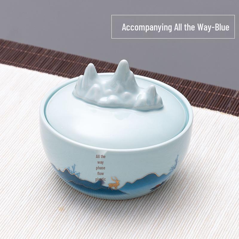 Ceramic Inkstone Moisturizing Inkwell with Lid for Calligraphy - Non-Drying Ink Dish & Brush Rest