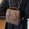 2025 New British Retro Style PU Backpack Women's Multi-functional Schoolbag College Style Fashion Portable Messenger Bag