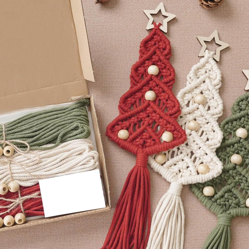 Bohemian Tassels Christmas Tree DIY Material Pack Set Handwork Wall Hanging XmasTree Macrames Kits for Living Room Decor