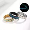 Fashion Luminous Moon Star 316L Titanium Steel Fidget Anxiety Ring For Men High Polished Metal Rotatable Stacking Spinner Ring
