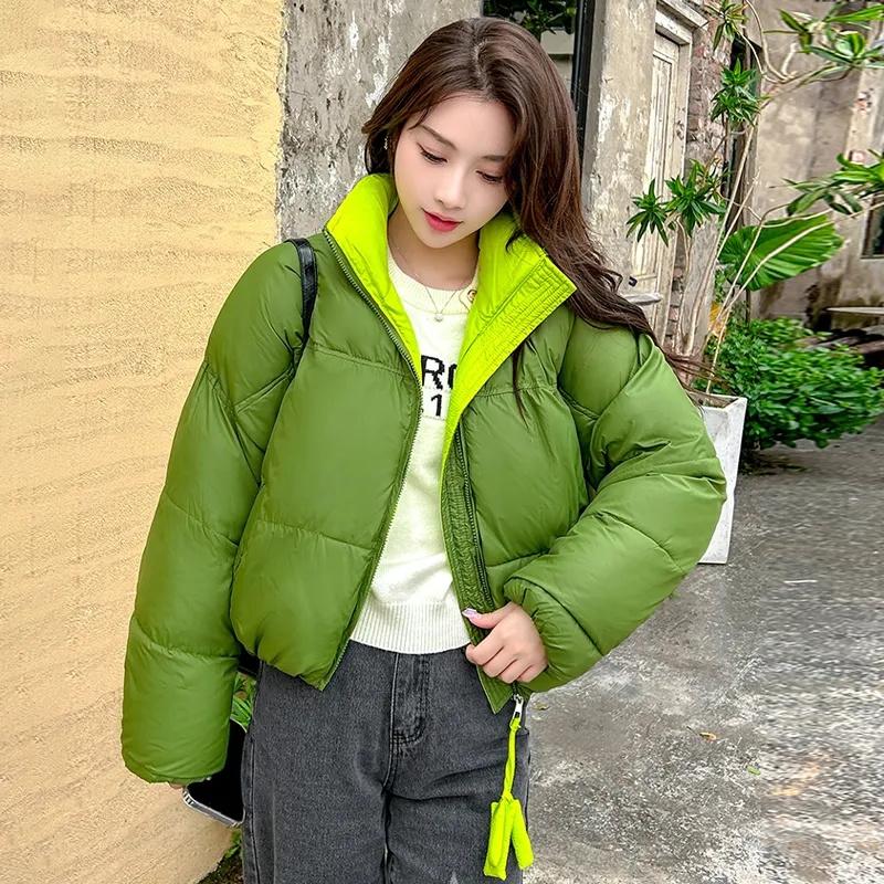 Новые свободные повседневные парки с воротником-стойкой, женские модные утолщенные пальто, женские элегантные однотонные короткие стеганые куртки для женщин