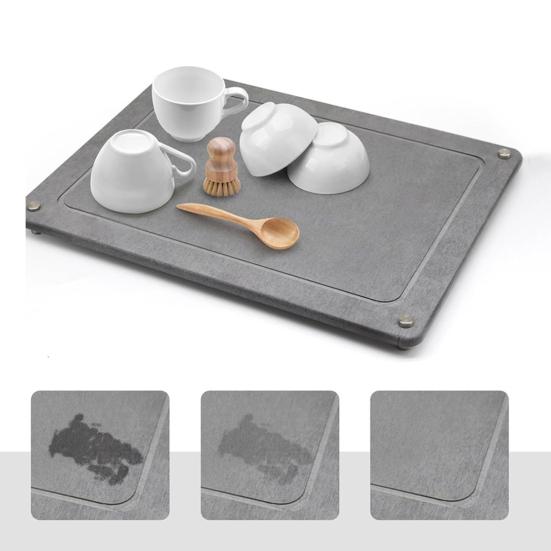 Коврик для сушки посуды для кухонной столешницы 15,7" x 11,8" Большой коврик для сушки посуды Диатомитовый коврик для организации кухонной раковины