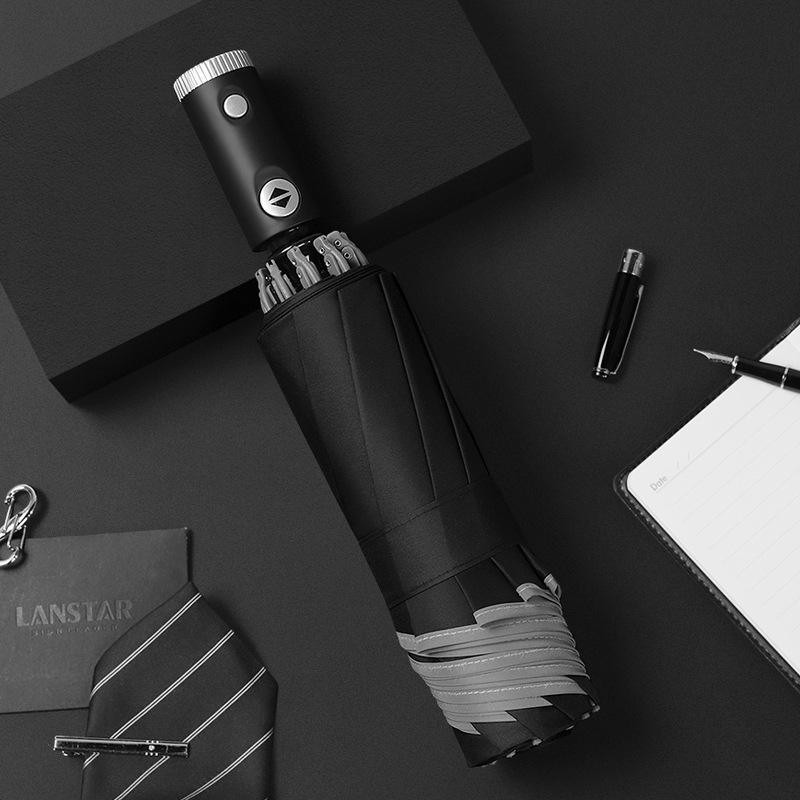 Fully Automatic Three-fold Reverse Umbrella Hemming Reflective LED Light Umbrella Umbrella