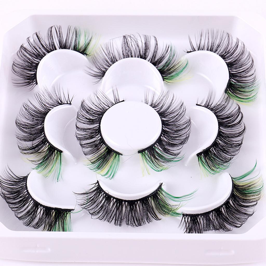 5 Pair 3D Mink Lashes Colored Lashes Mink Lashes Mix Colored Eyelashes Pink Blue Red False Eyelashes Makeup for Women