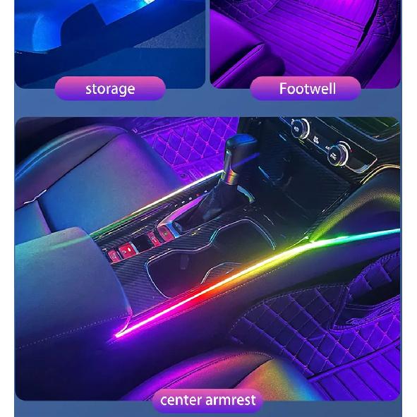 24 в 1 Универсальная Акриловая Скрытая Светодиодная Лента Symphony Ambient 64 Цвета RGB Салон Автомобиля Приложение Музыкальная Атмосфера Освещение