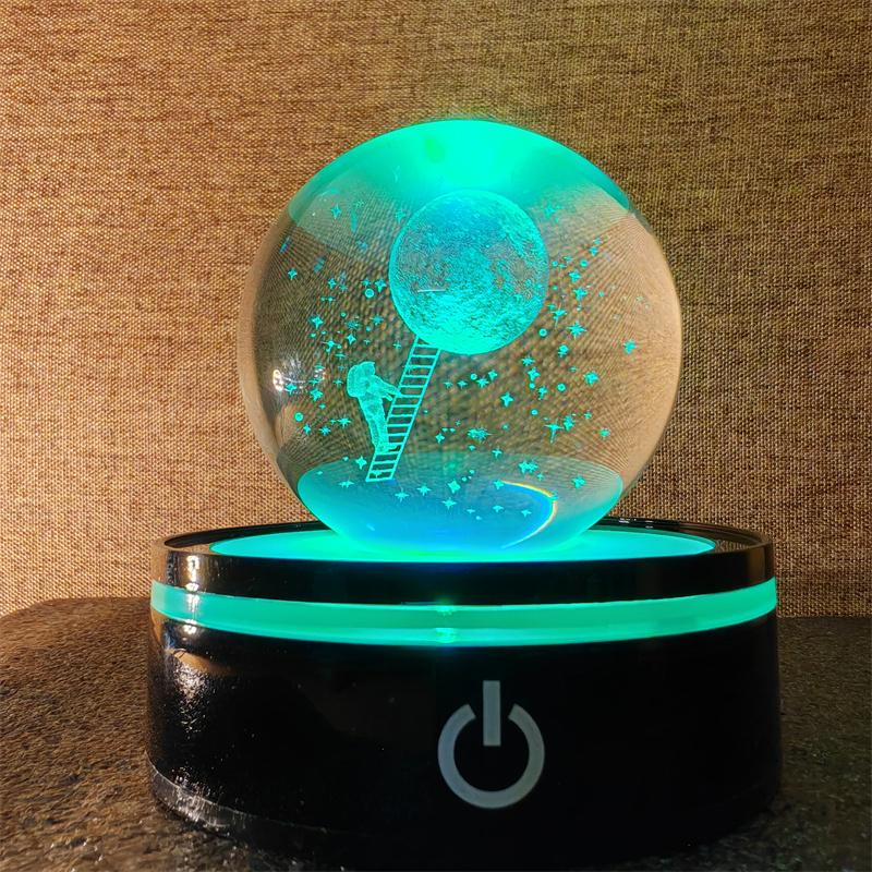 Солнечная система 3d хрустальный шар Хрустальный глобус Лазерная резка Хрустальный шар с шаровой подставкой Декоративные сферы планет Галактика Подарок на день рождения Украшения