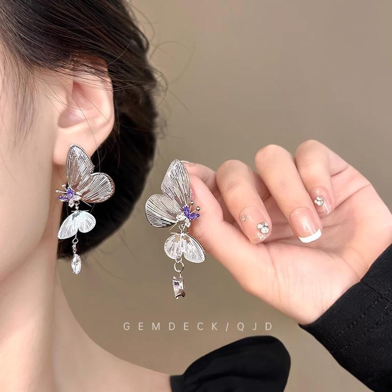 Роскошные европейские и американские серьги-пусеты с бриллиантовой кисточкой для вечеров и вечеринок