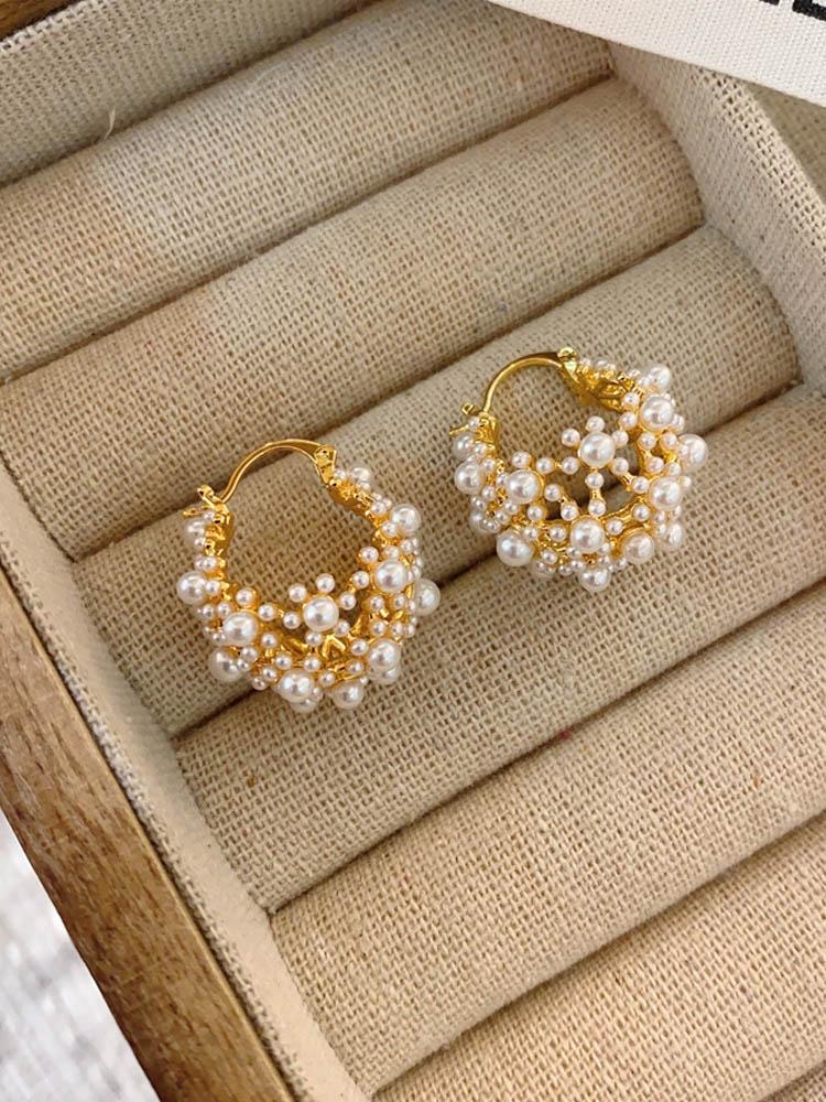 French Retro Palace Style Pearl Earrings Light Luxury And High-end Earrings