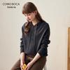 Commomboka Women's Hooded Cable Knit Wool Sweater