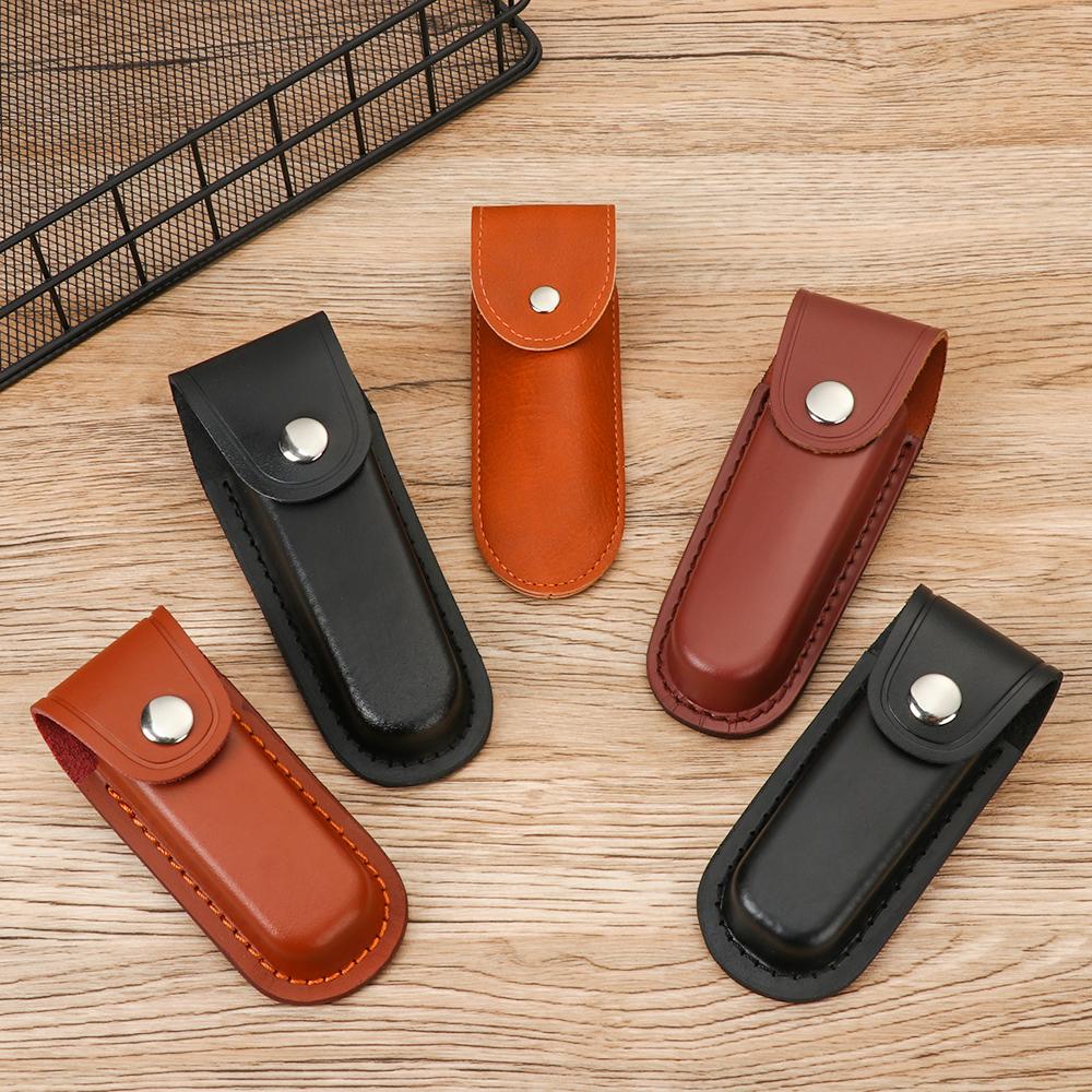 Pocket Hunt Leather Sheath Holder Flashlight Case Belt Loop Case Fold Knife Tool Camp Outdoor Carry
