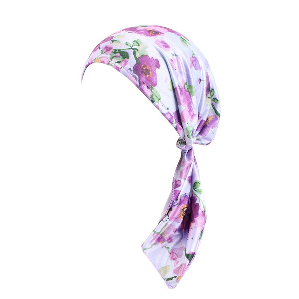 Fashion Headscarf Hat New Women Hat Flower Print Bandana Scarf Muslim Chemo Hat for Parties Travel and Daily Use
