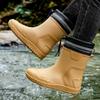 Water Shoes Rain Shoes Men's Medium Tube Waterproof Mouth Elastic Bundle Rubber Shoes Rider Velvet Warm Rain Boots