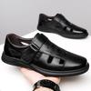 Men's Shoes Summer New Leather Breathable Dad Shoes Middle-aged Men's Hollow Leather Shoes Non-slip Soft-soled Leather Sandals Men