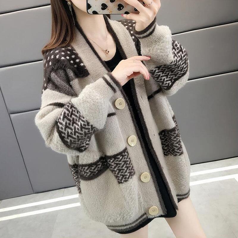 Куртка-кардиган из искусственной норки, женские осенние модели, свободный женский свитер, на выход, осень и зима, на выход