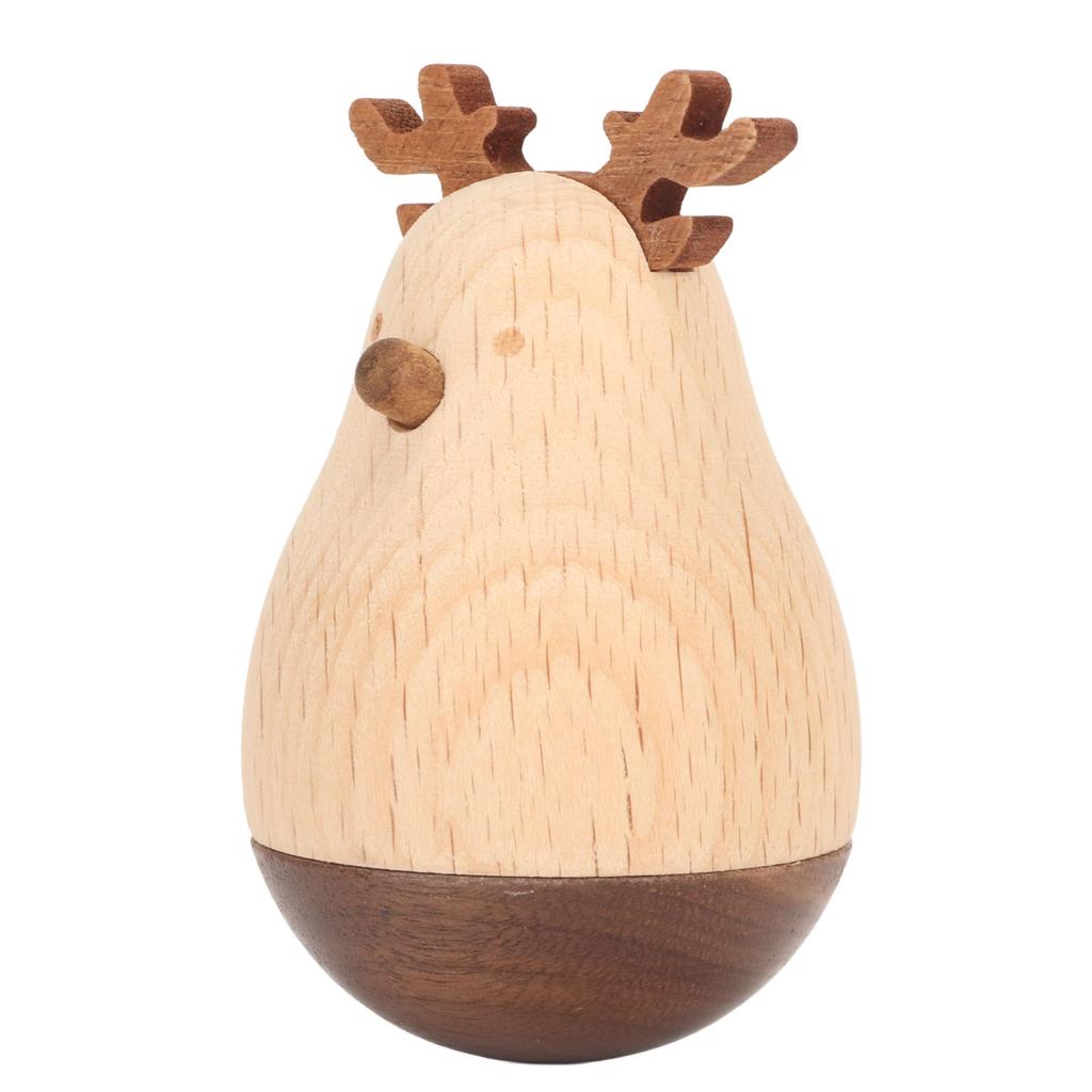 Deer Wobbler Cute Exquisite Sturdy Durable Wood Decorative Eye Catching Roly Poly Toy for Kids Home