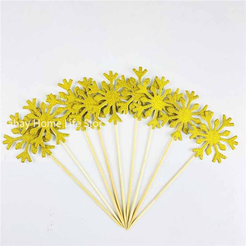 Оптовая продажа 10 шт. снежинки кекс топперы для девочек замороженные украшения для дня рождения дети рождественские принадлежности для торта аксессуары
