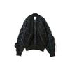 MA-1 Stand Collar Drop Shoulder Knitted Jacket Men Outerwear Black CZ4705-010