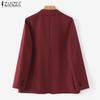 ZANZEA Women Fashion Suit Collar 3/4 Sleeves Solid Color Blazer