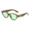 New Fashion Vintage Oval Frame Sunglasses Women Retro Brown UV400 Sun Glasses Ladies Summer Small Cat Eye Punk Y2K Eyewear