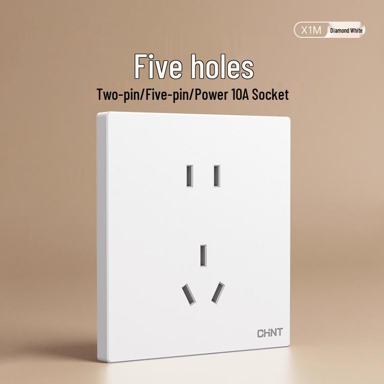 Chint 16A Настенная розетка для кондиционера, одинарная, пятиконтактная, тип 86, бриллиантово-белый.