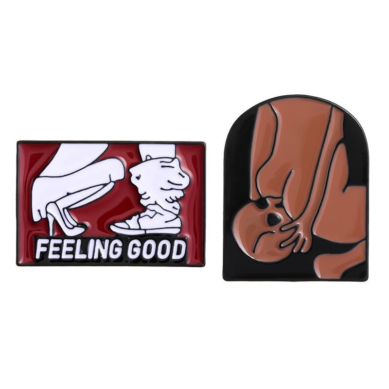 Забавная абстрактная брошь-значок в панк-стиле - Мультяшный линейный арт, значок на лацкан для одежды, сумок и шляп