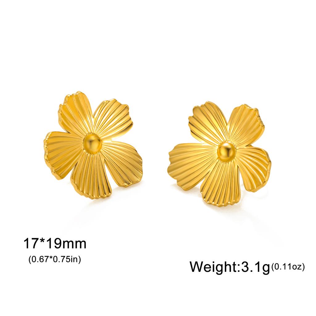 Flowers Stud Earrings Women Stainless Steel Gold Earring Trendy Daisy Cherry Blossom Jewelry Valentine Gift