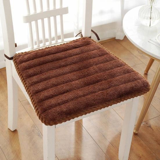 Seat Cushion Trapezoidal Shape Adjustable Straps Plush Material Chair Pad Dining Office Car Seat Cover Home Accessory