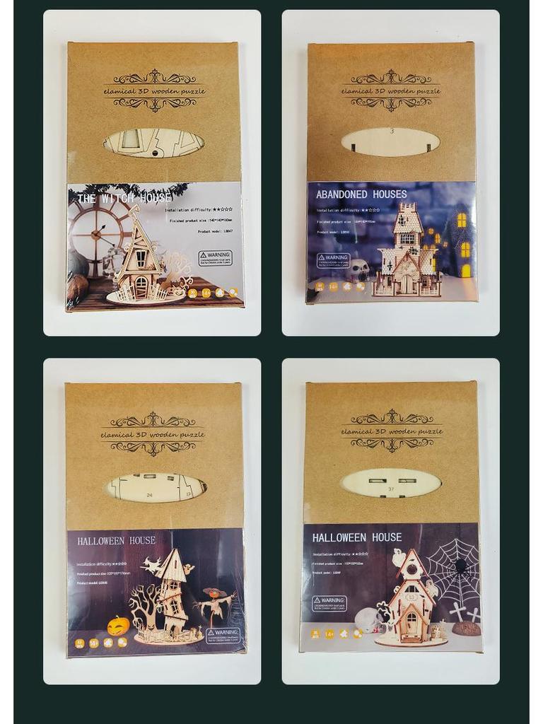 Halloween DIY Ghost Festival Wooden Puzzle - Children's Handmade Educational Toy