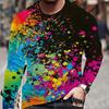 Personalized Skull Print Men's Tshirts Long Sleeve Tees Round Neck Casual Pullover Men's Clothing Plus Size