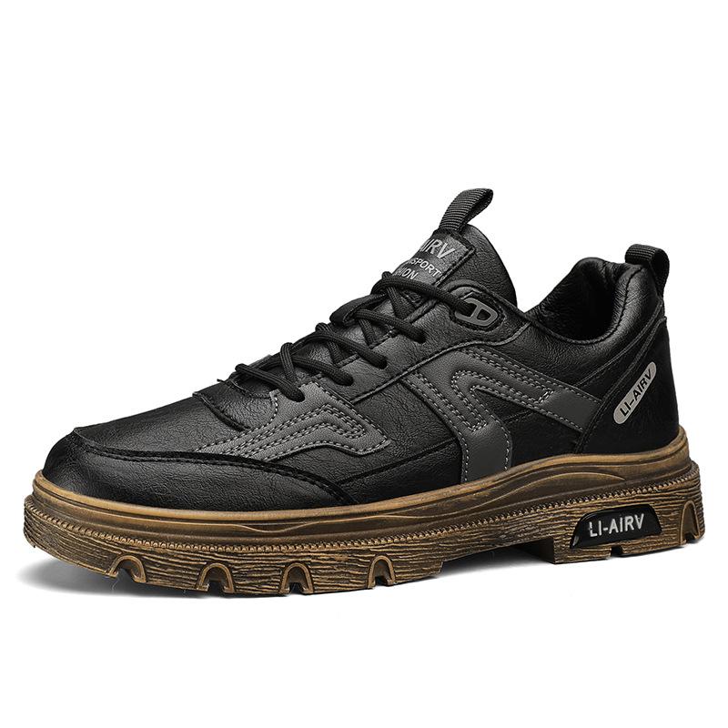 Autumn Leather Sports Martin Shoes Retro Fashion Casual Single Shoes Men's Low-top Platform Tooling Boots