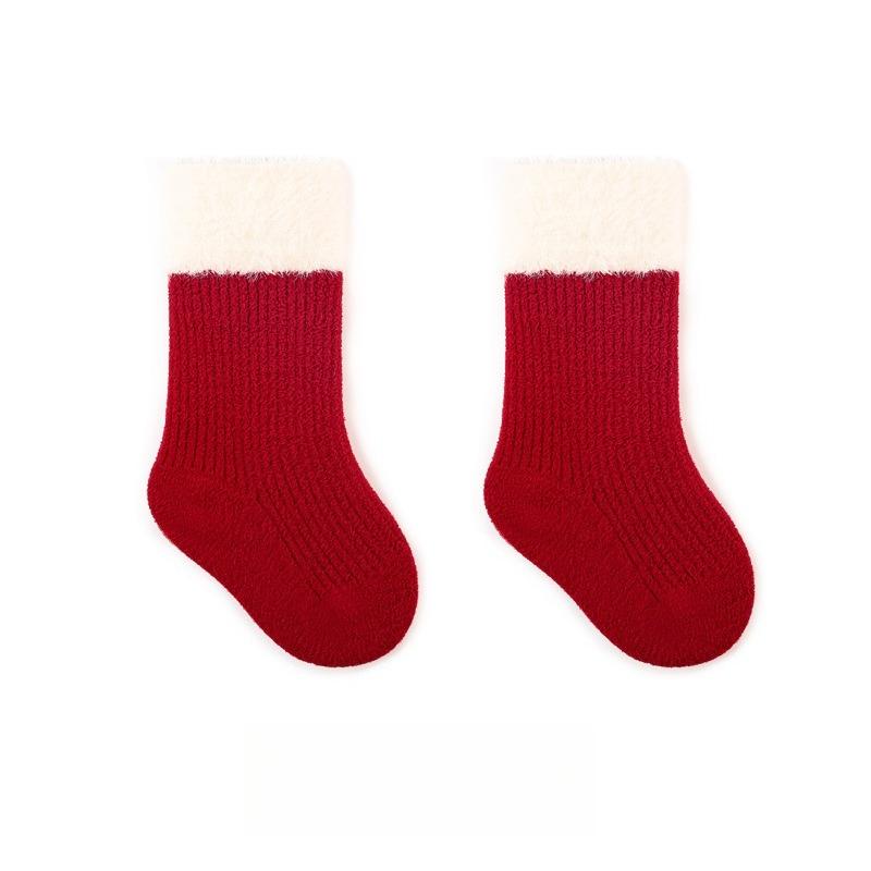 Baby Socks Autumn Winter Thickened Warm Children Red New Year Socks Full Moon Year Old Boy Girl Toddler Boneless Mid Tube Socks