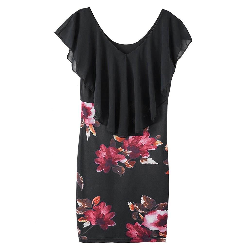 Сексуальное женское короткое мини-платье без рукавов с цветочным принтом для праздничной вечеринки
