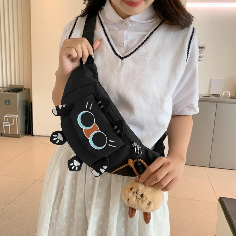 Сумка на груди с изображением кошки, женская сумка через плечо для улицы, сумка для мобильного телефона, маленькая сумка через плечо для девочек