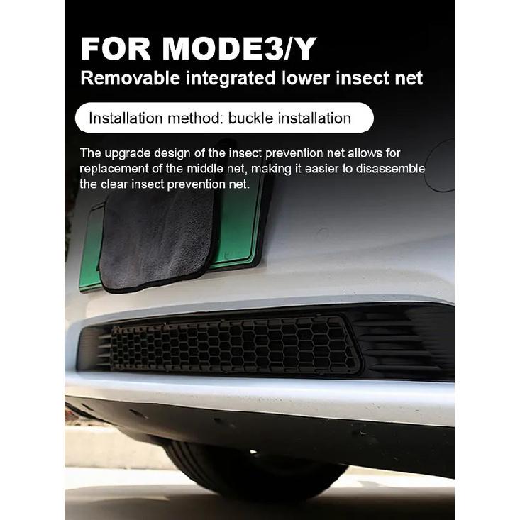 Car Racing Grills Heat Radiation Integrated Anti-insect Mesh Removable Buckle Installation for Tesla Model 3 Y 2020-2023
