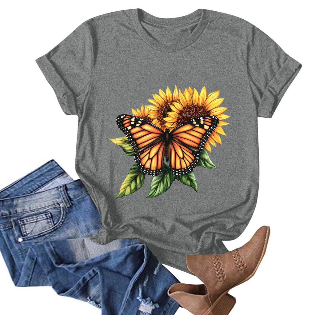 Женская модная повседневная футболка с круглым вырезом и принтом, пуловер с короткими рукавами, топ