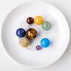 Faux Crystal 9 Planets Ball Solar Sun System Rock with Wooden Box Realistic Looking Quartz Stones Beads Desktop Decoration