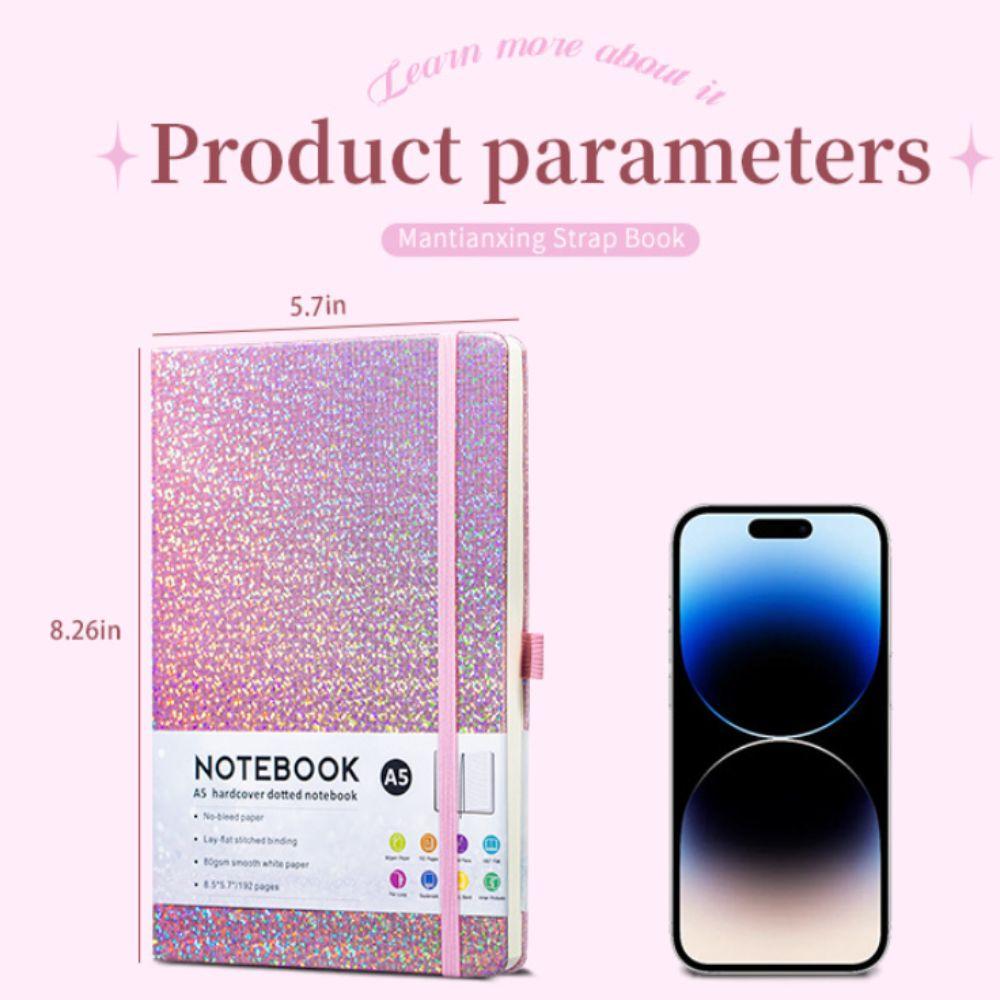 Блокнот А5 Блестящий 192 страницы в линейку Блокнот с блестками Блокнот Блокнот в твердом переплете в клетку для девушек женщин