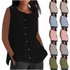 Women's Sleeveless Button Down Shirts Blouses Solid Color Casual O-Neck Sleeveless Tank Tops Business Work Top