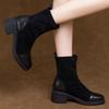 Эластичные ботинки женские тонкие ботинки британские ботинки Мартин осень и зима новые универсальные матовые толстый каблук средний каблук женские короткие ботинки